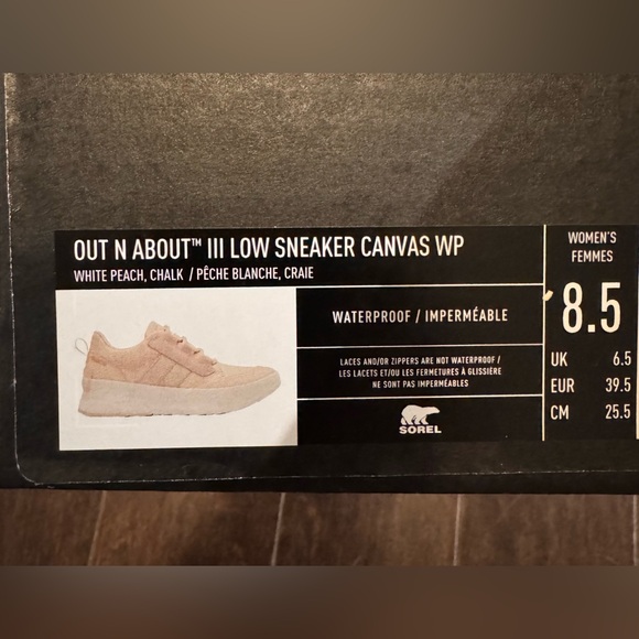 Sorel (new in box) Out N About III Low Sneaker Canvas Waterproof size 8.5 - Picture 4 of 4